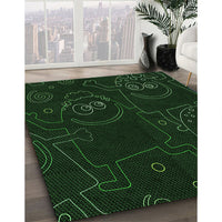 Patterned Deep Emerald Green Rug, pat3002grn