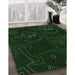 Patterned Deep Emerald Green Rug in Family Room, pat3002grn