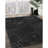 Patterned Black Rug, pat3002gry