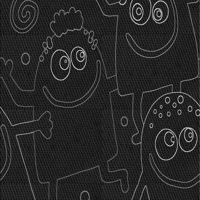 Patterned Black Rug, pat3002gry