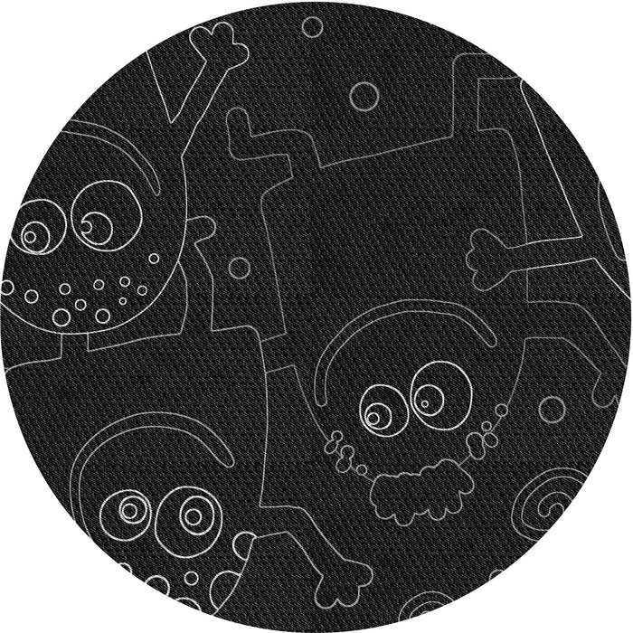 Square Patterned Black Rug, pat3002gry