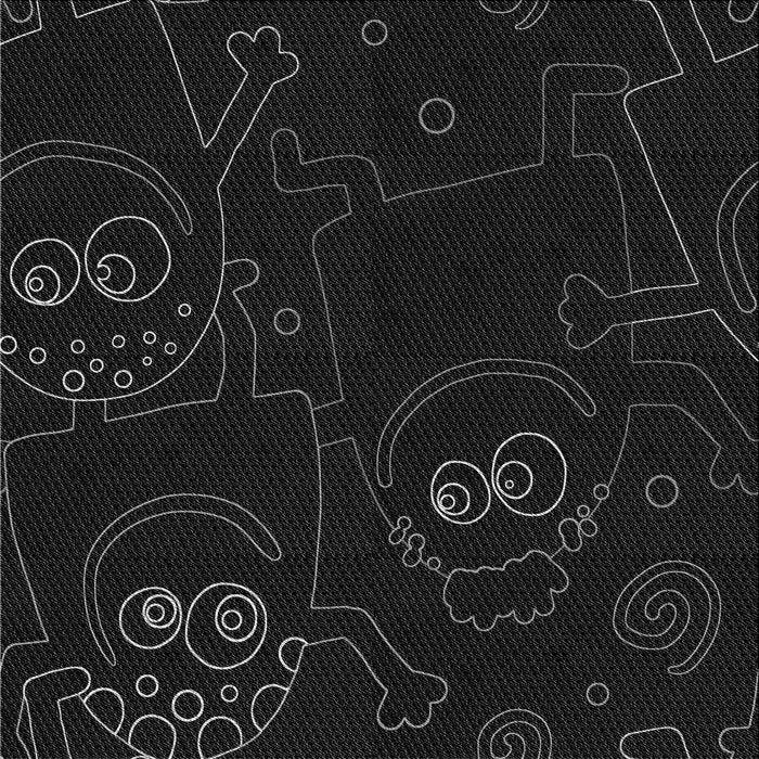 Round Machine Washable Transitional Black Rug, wshpat3002gry