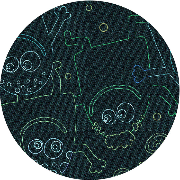 Square Patterned Black Rug, pat3002lblu