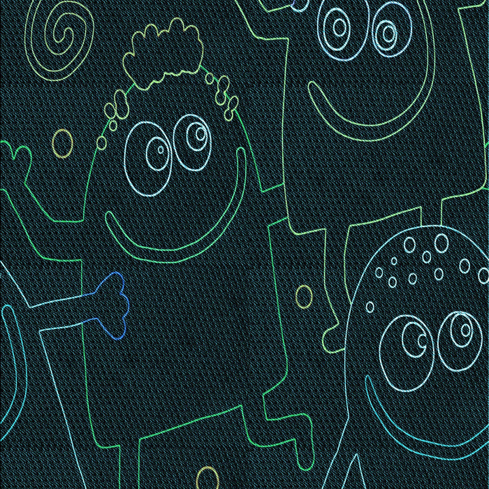 Patterned Black Rug, pat3002lblu