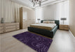 Patterned Purple Rug in a Bedroom, pat3002pur