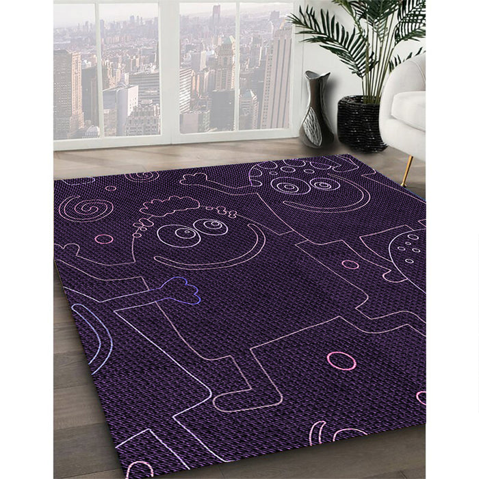 Patterned Purple Rug in Family Room, pat3002pur