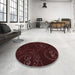 Round Patterned Chocolate Brown Rug in a Office, pat3002rd