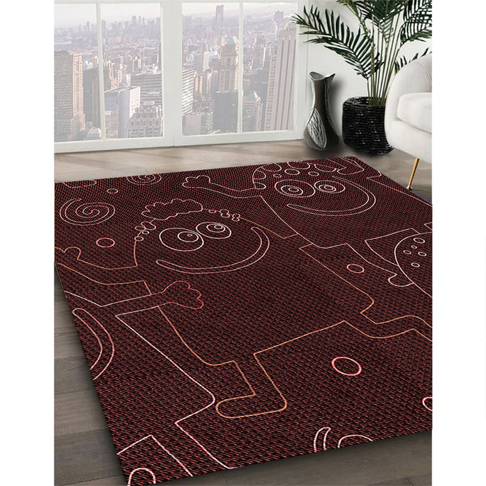 Patterned Chocolate Brown Rug in Family Room, pat3002rd