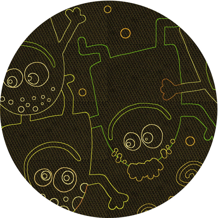 Square Patterned Black Rug, pat3002yw