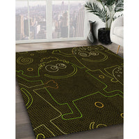 Patterned Black Rug, pat3002yw