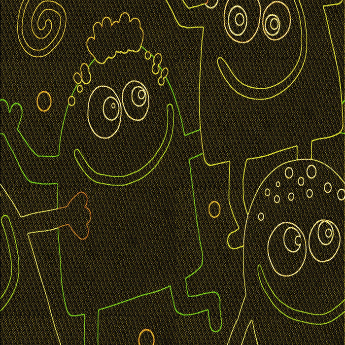 Patterned Black Rug, pat3002yw