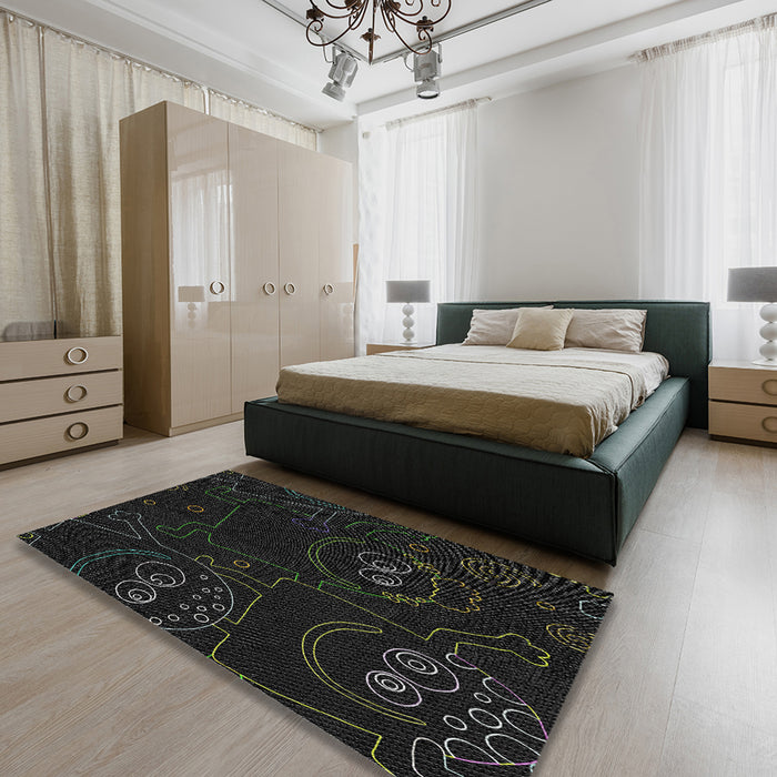 Machine Washable Transitional Gray Rug in a Bedroom, wshpat3002