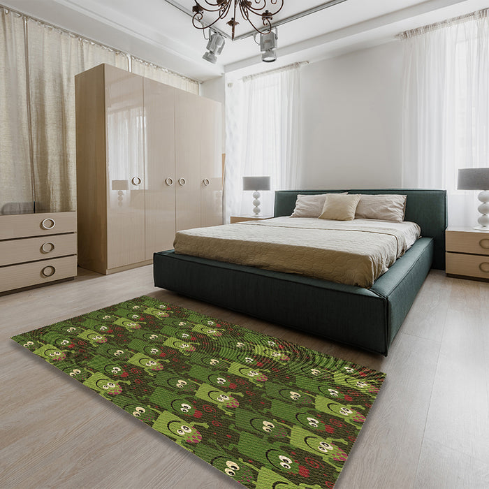 Patterned Milk Chocolate Brown Rug in a Bedroom, pat3003brn