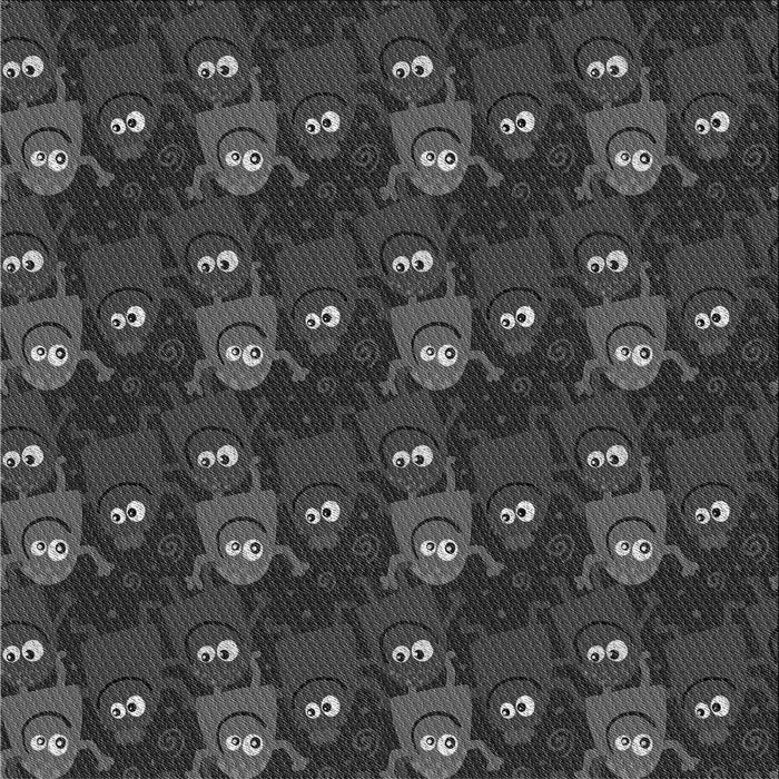 Round Patterned Charcoal Black Rug, pat3003gry