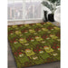 Patterned Dark Yellow Green Rug in Family Room, pat3003org