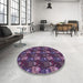 Round Patterned Orchid Purple Rug in a Office, pat3003pur