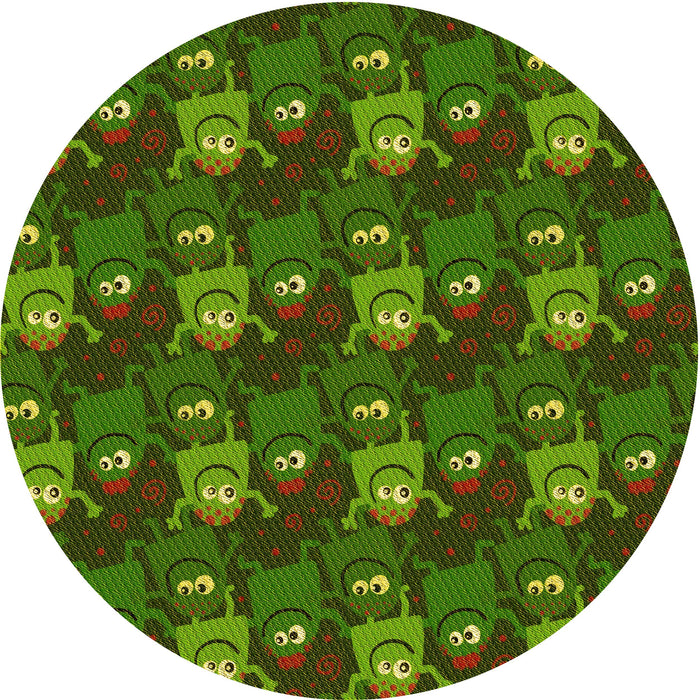 Square Patterned Dark Forest Green Rug, pat3003yw