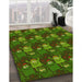 Machine Washable Transitional Dark Forest Green Rug in a Family Room, wshpat3003yw