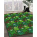 Patterned Dark Forest Green Novelty Rug in Family Room, pat3003