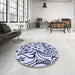 Round Patterned Lavender Blue Rug in a Office, pat3004blu