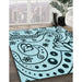 Patterned Electric Blue Rug in Family Room, pat3004lblu