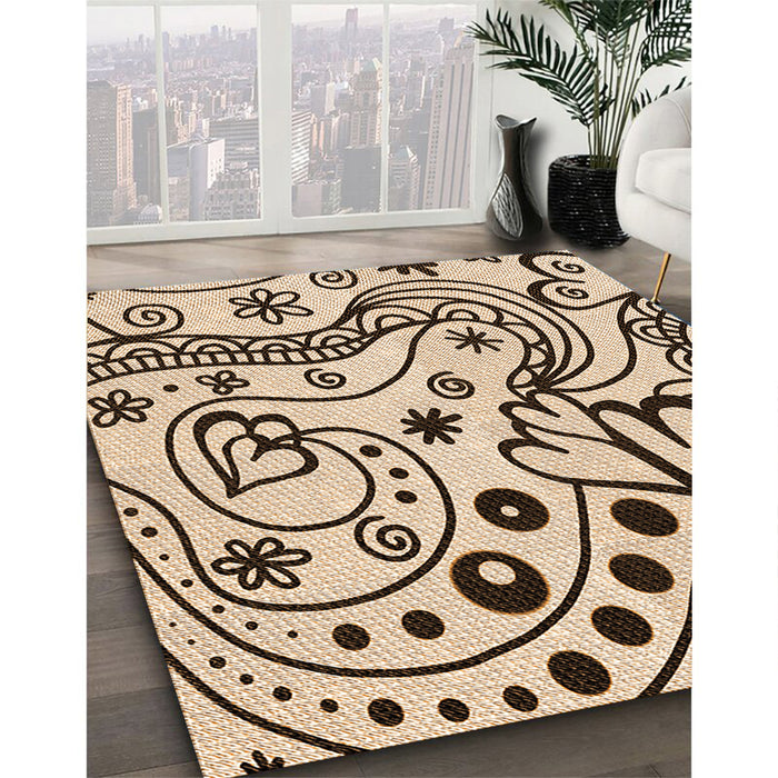 Patterned Saddle Brown Rug in Family Room, pat3004org