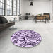 Round Patterned Purple Rug in a Office, pat3004pur