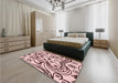 Patterned Light Red Pink Rug in a Bedroom, pat3004rd