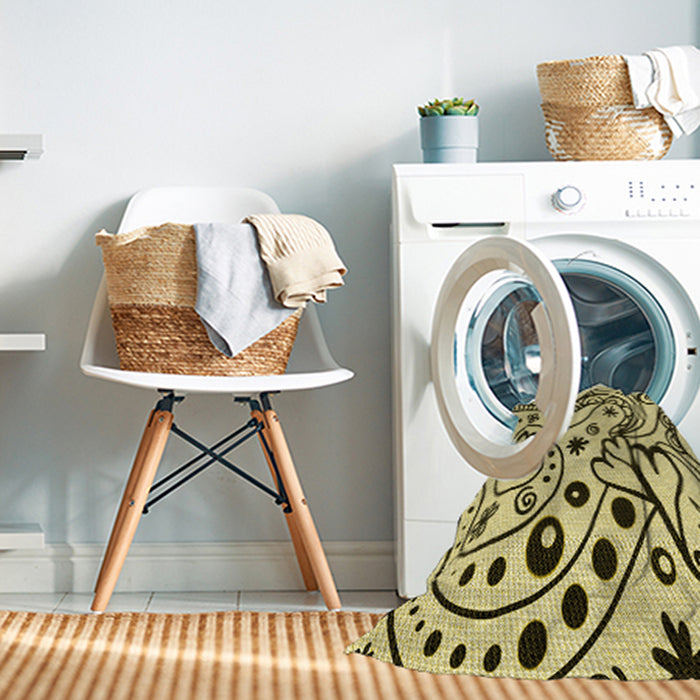 Machine Washable Transitional Oak Brown Rug in a Washing Machine, wshpat3004yw