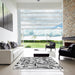 Square Patterned Off-White Novelty Rug in a Living Room, pat3004