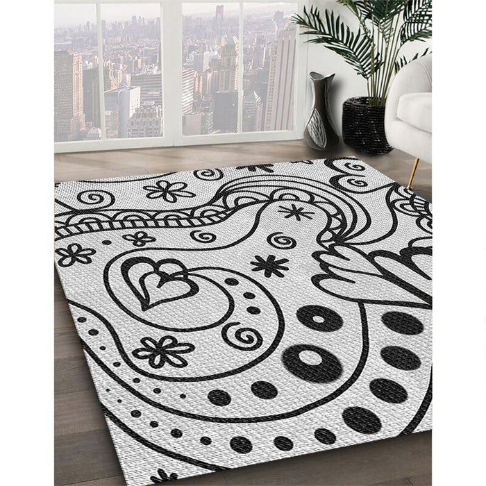 Patterned Off-White Novelty Rug in Family Room, pat3004