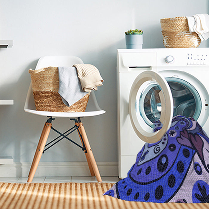 Machine Washable Transitional Blue Rug in a Washing Machine, wshpat3005blu