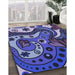 Patterned Blue Rug in Family Room, pat3005blu