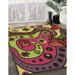 Patterned Saffron Red Rug in Family Room, pat3005brn