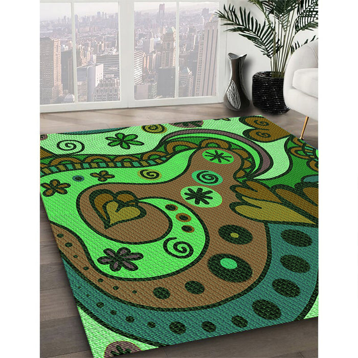 Patterned Milk Chocolate Brown Rug in Family Room, pat3005grn