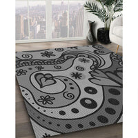 Patterned Dark Gray Black Rug, pat3005gry