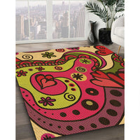 Patterned Cranberry Red Rug, pat3005org