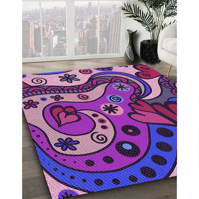 Machine Washable Transitional Dark Magenta Purple Rug in a Family Room, wshpat3005pur