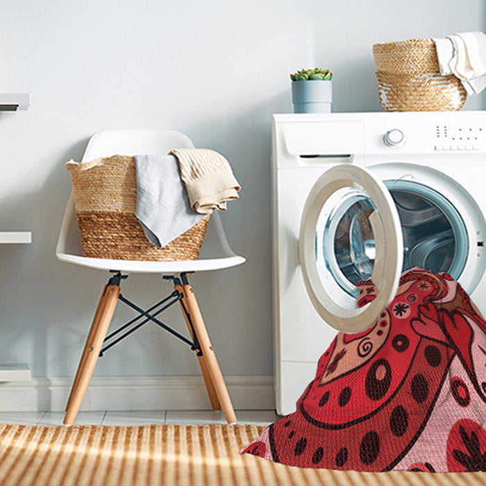 Machine Washable Transitional Red Rug in a Washing Machine, wshpat3005rd