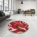 Round Patterned Red Rug in a Office, pat3005rd