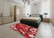 Patterned Red Rug in a Bedroom, pat3005rd