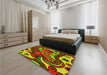 Patterned Pistachio Green Rug in a Bedroom, pat3005yw