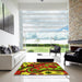 Square Patterned Pistachio Green Rug in a Living Room, pat3005yw