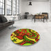 Round Patterned Pistachio Green Rug in a Office, pat3005yw