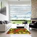 Machine Washable Transitional Pistachio Green Rug in a Kitchen, wshpat3005yw