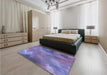 Patterned Slate Blue Rug in a Bedroom, pat3006blu