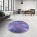 Round Patterned Slate Blue Rug in a Office, pat3006blu