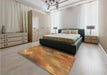 Patterned Mahogany Brown Rug in a Bedroom, pat3006brn