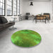 Round Patterned Green Rug in a Office, pat3006grn