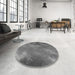 Round Patterned Gray Rug in a Office, pat3006gry
